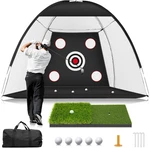 Golf Net: 10X7FT Practice For Backyard Chipping Driving With Dual-turf. Fixed Price $63.99.