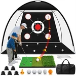 Exoemts Golf Net With Tri-turf Mat, Ball, Target & Ft, Black. Fixed Price $85.65.