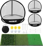 Golf Chipping Net Pop Up Practice Target W/ Tri-turf Mat Balls Indoor Outdoor. Fixed Price $36.96.