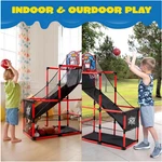 Kids Indoor Basketball Hoop Set, Red Sports Toy With 4 Balls. Fixed Price $79.19.