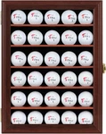 Golf Display Case 30 Balls Mahogany Pga Clubhouse Wall Cabinet Rack Holder. Fixed Price $59.99.