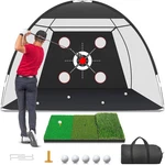 Golf Net, 10X7FT With Practice Mat, Hitting Aid Nets For Backyard Driving. Fixed Price $127.99.