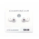 Charter Club 7MM Silvertone Ball Stud Post Earrings 5/16" New. Fixed Price $19.00.
