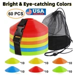 60PCS Soccer Disc Cones Football Agility Training Field Marking Aid W/ Carry Bag. Fixed Price $18.86.