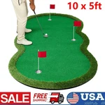 10X5FT Golf Putting Green Professional Training Mat W/ 3 Metal Cups & Flags. Fixed Price $189.99.