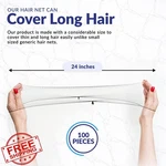Zefeqco 24" Black Hair Nets, 100 Pcs, Invisible. Fixed Price $20.00.
