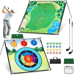 Golf Chipping Game Set, Large Double-sided Practice Mat, Portable Sticky. Fixed Price $195.99.